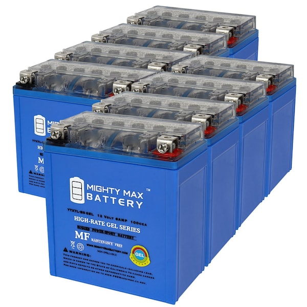 Mighty Max Battery YTX7L-BSGEL12V 6AH Replacement Battery Compatible With Protek CTX7L-BS - 8PK MAX4001979 - main